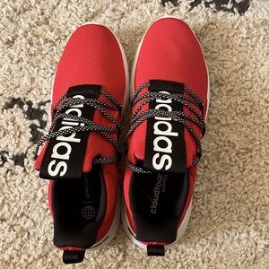 Red Adidas tennis comfort shows, no laces.  Size 12